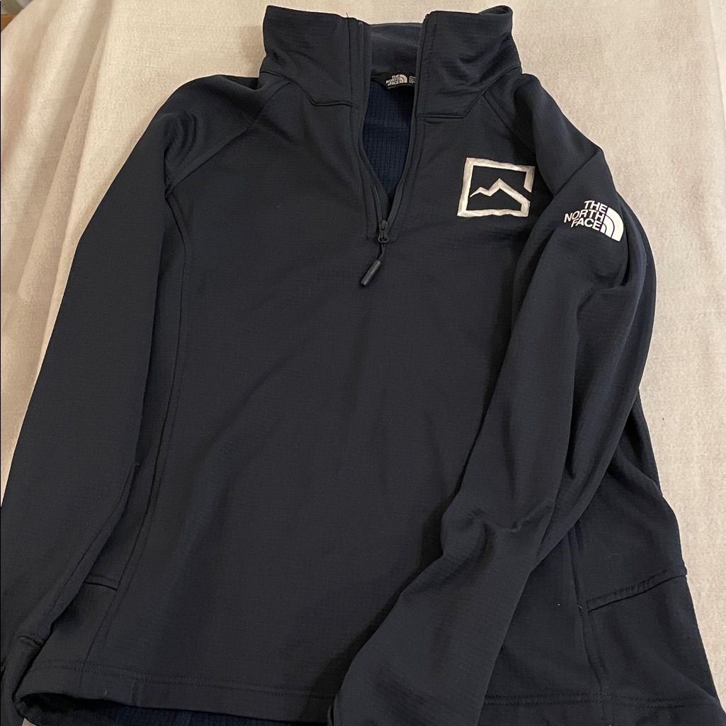 The North Face Navy Quarter-Zip Pullover With White Logo